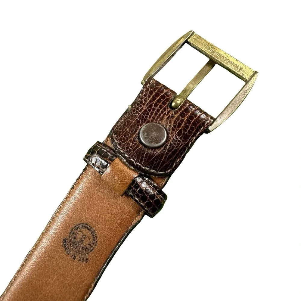 Torino Calcutta Lizard Brown 1.25 Inch Width Mens Size 42 Brass Buckle
